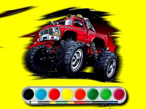 Monster Jeep Coloring Game